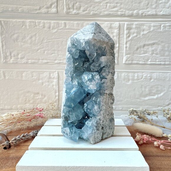 Beautiful Large Celestite Raw Crystal Cluster Tower - Picture 3 of 10